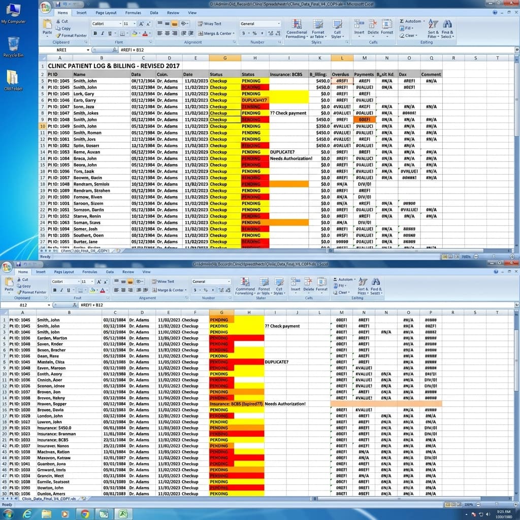 Planilhas de Excel confusas e processos manuais